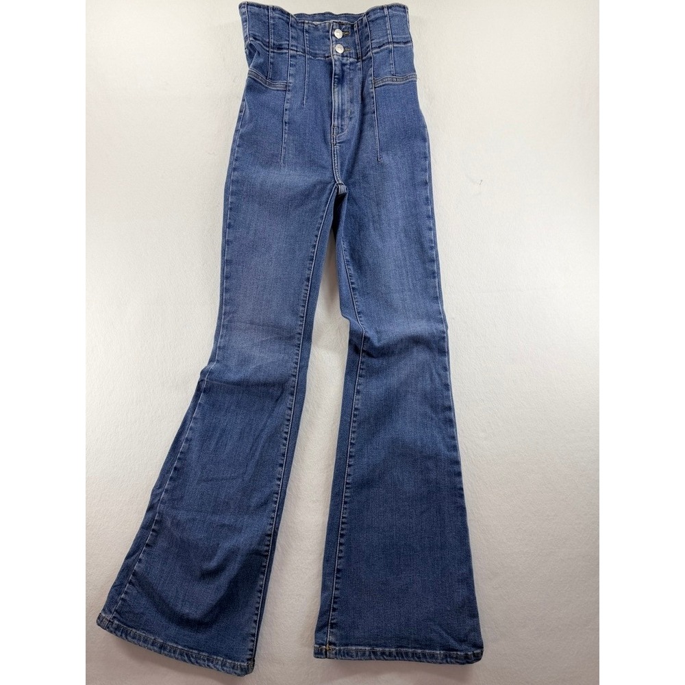 We The Free High Rise Flare Jeans Size 27 Blue Bell Bottom Denim - Picture 8 of 9
